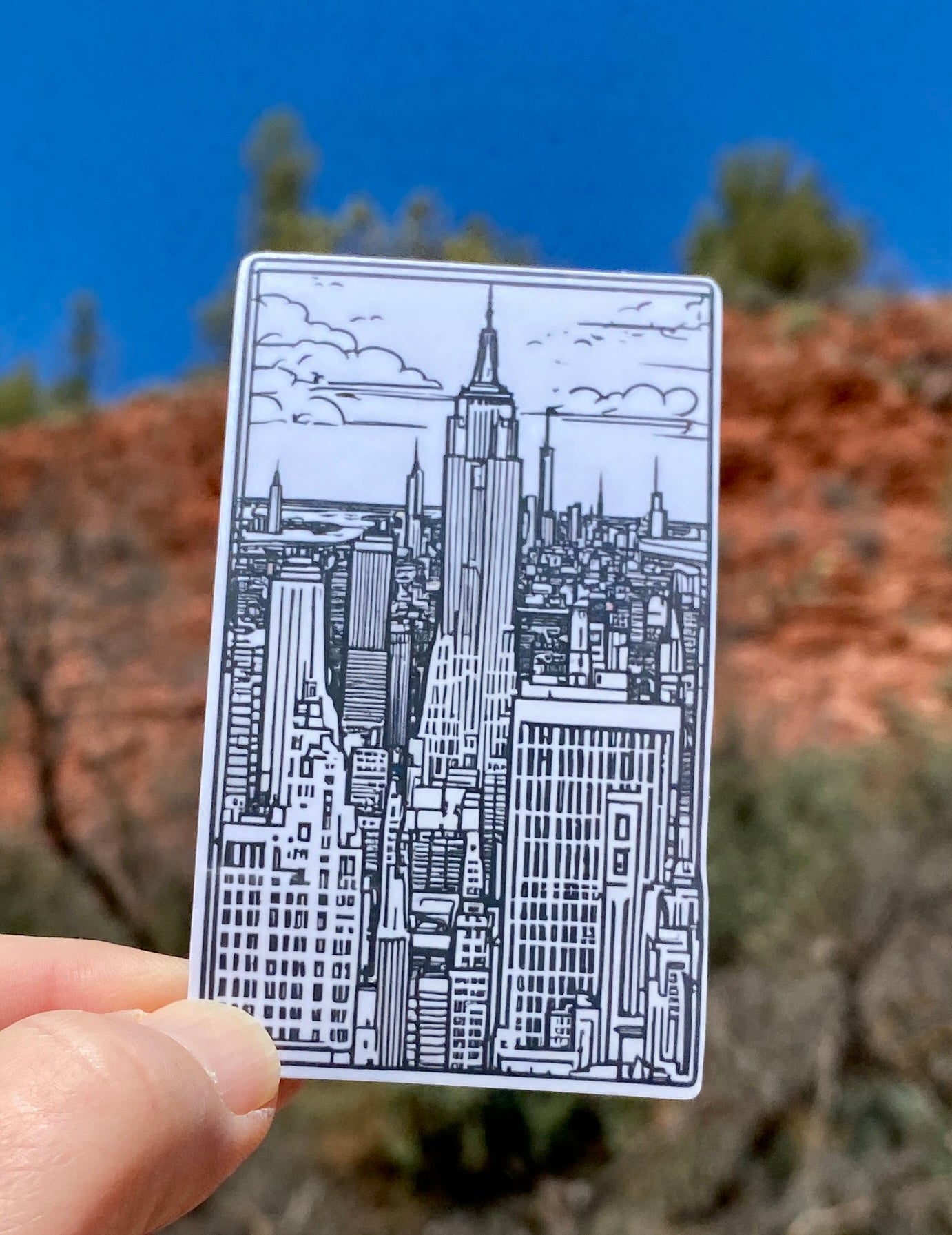 New York City Skyline Sticker, NYC, Travel, Pencil Drawing style, Sticker, Decal, vacation, Big Apple,Gotham, Sketch style, skyscrapers,tall
