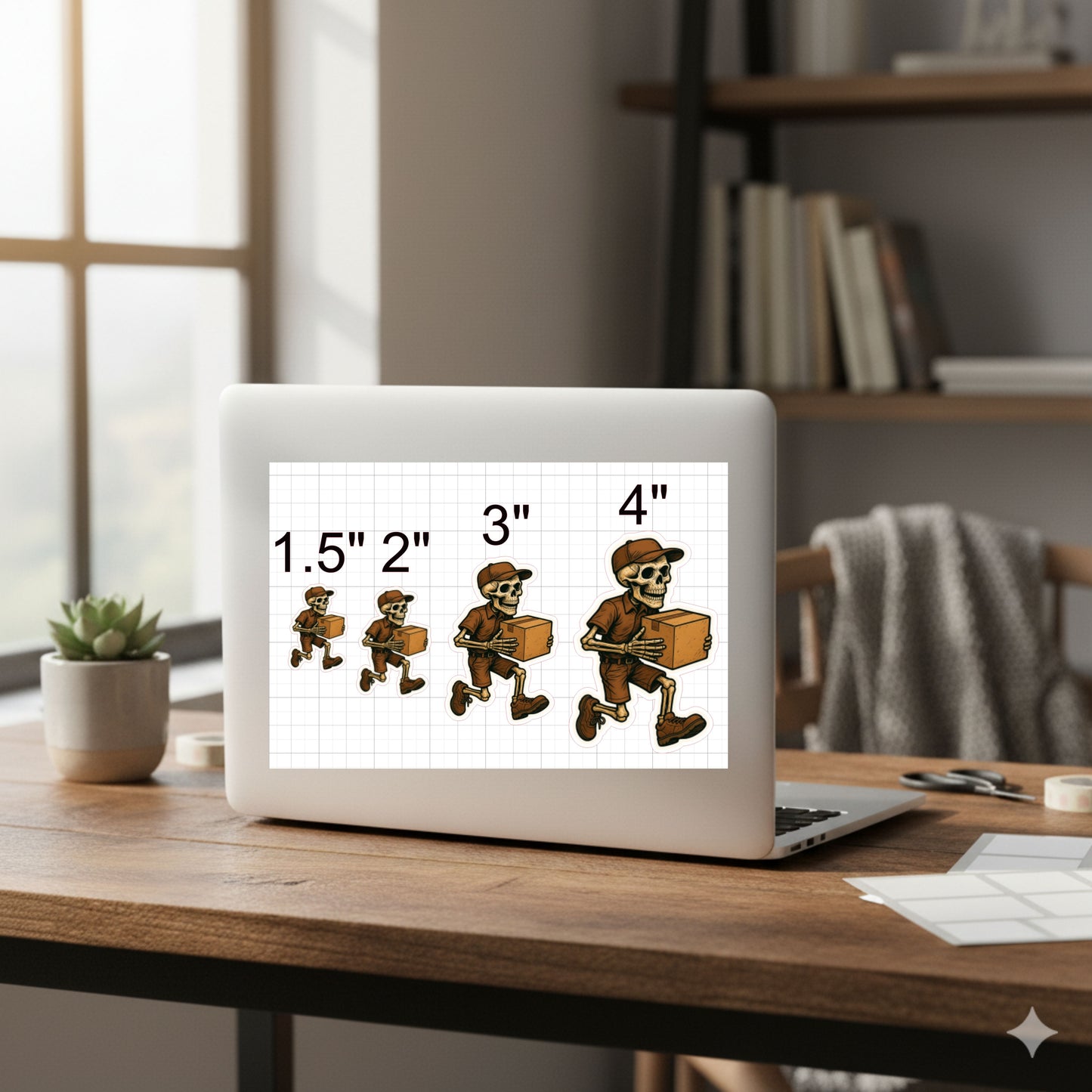 Tarot Card inspired Skeleton Firefighter Sticker, firefighter, bunker gear, fireman, tarot card, fire department, hero, sticker, fire, psychic