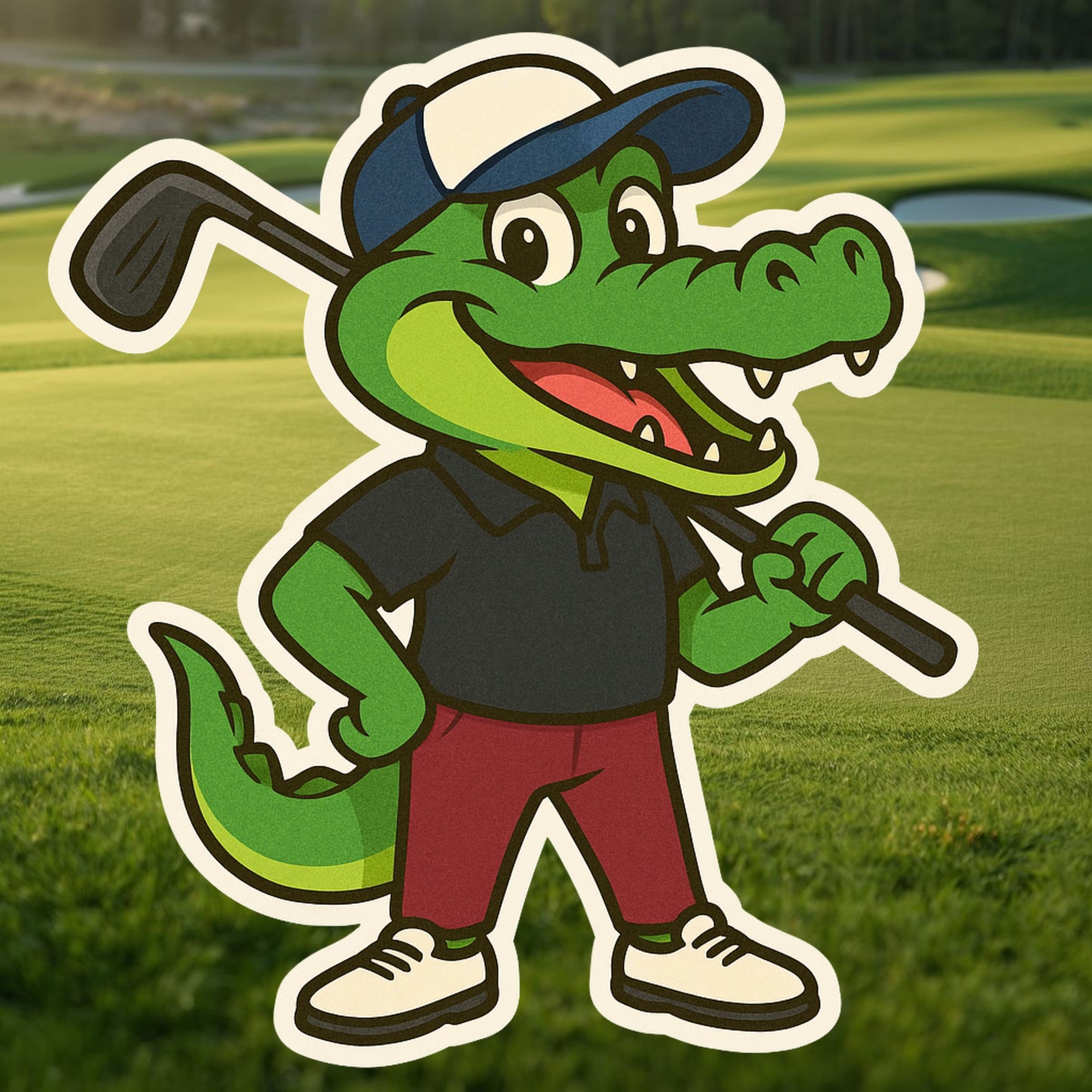 Alligator Golfing Sticker, Golfer, Golfing, Golf Club, Golf Sticker, putting, Alligator, Golf Course, sticker, Golf Cart, Golf Lover,Fairway