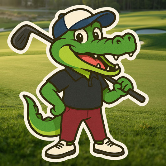 Alligator Golfing Sticker, Golfer, Golfing, Golf Club, Golf Sticker, putting, Alligator, Golf Course, sticker, Golf Cart, Golf Lover,Fairway