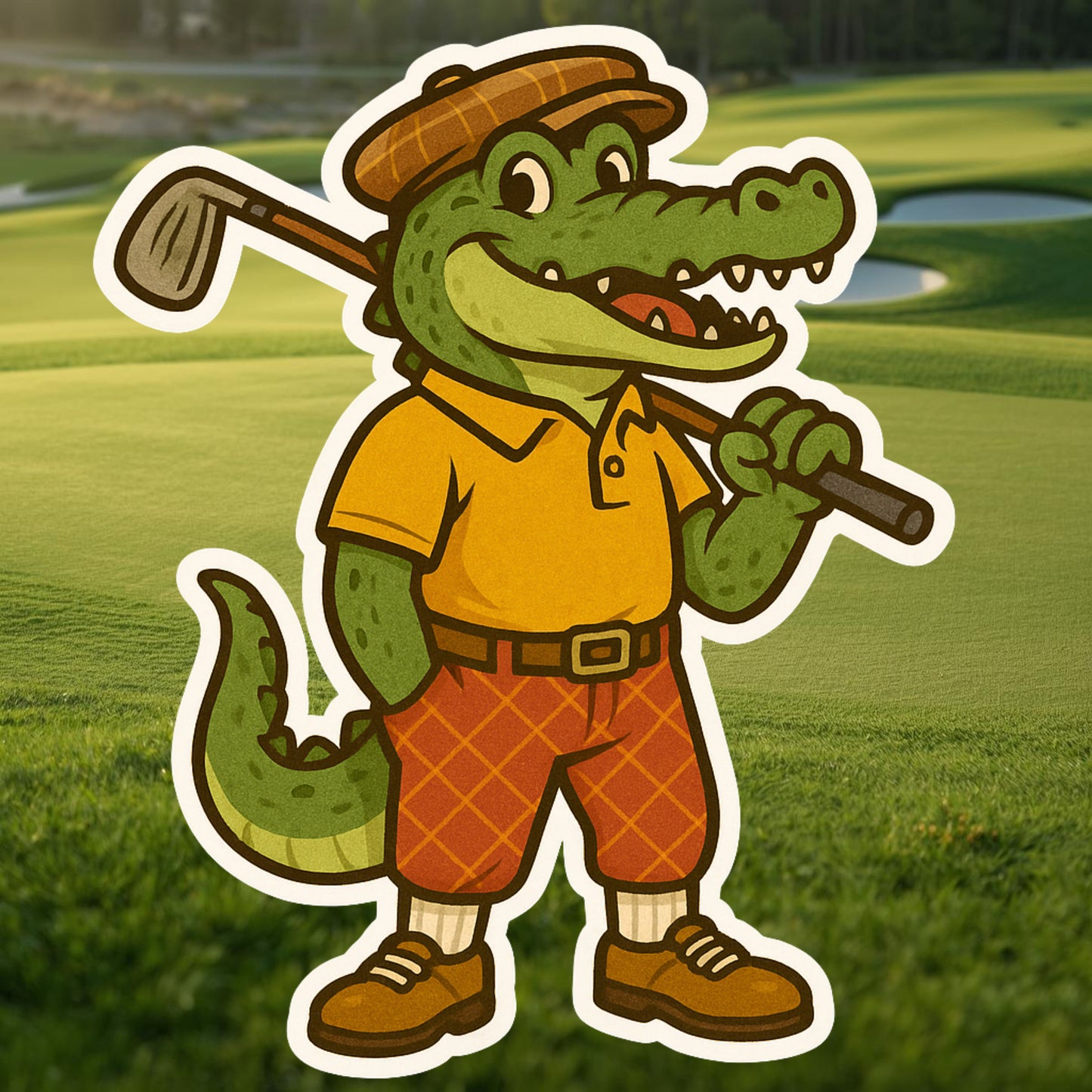 Alligator Golfing Sticker, Golfer, Golfing, Golf Club, Golf Sticker, putting, Alligator, Golf Course, sticker, Golf Cart, Golf Lover,Fairway