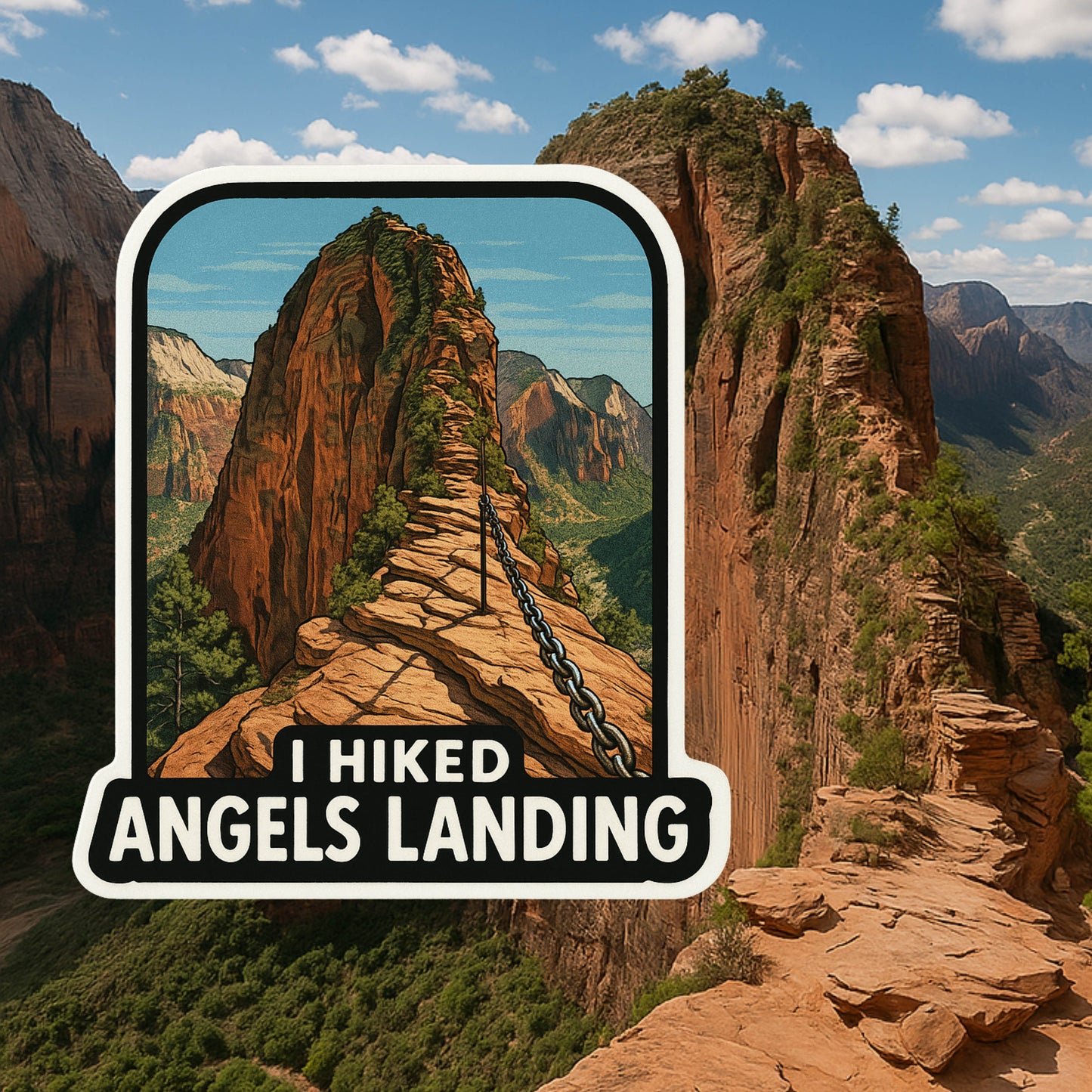 I hiked Angels Landing Sticker, Angels Landing, Travel, Zion National Park, Utah, adventure, Sticker, vacation, hike, hiking, Zion,Hiker,NPS