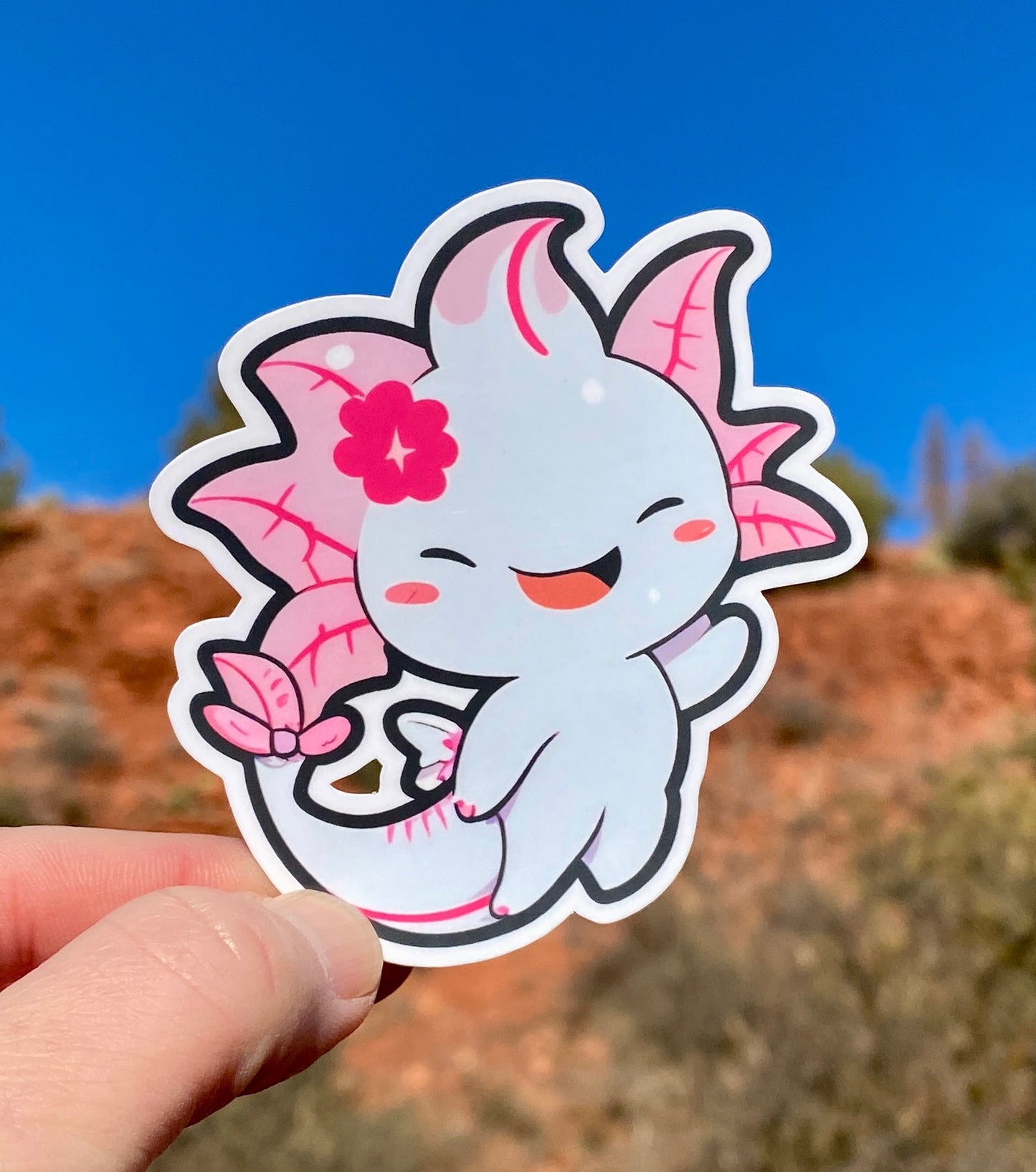 Pink Axolotl Sticker, Axolotl, Sticker, Decal, Amphibian, Mexican Salamander, Pets, Axolotl sticker, waterproof, vinyl, aquatic, whimsy