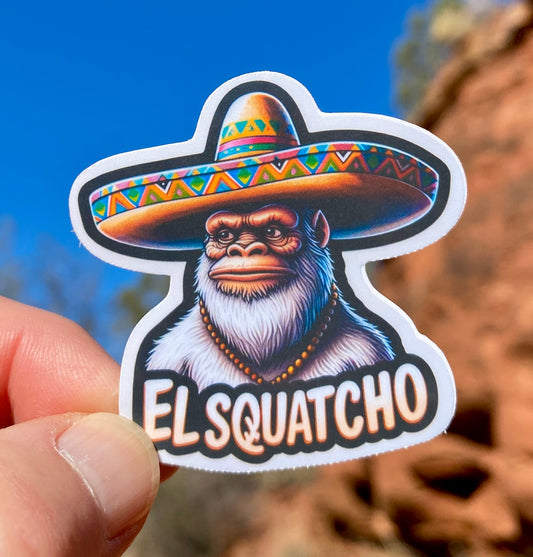 Bigfoot El Squatcho Sticker, Bigfoot, Squatch, sticker, Foodie, Ramen, Cartoon Bigfoot, Sombrero, Sasquatch, Mexican culture, decal,humorous