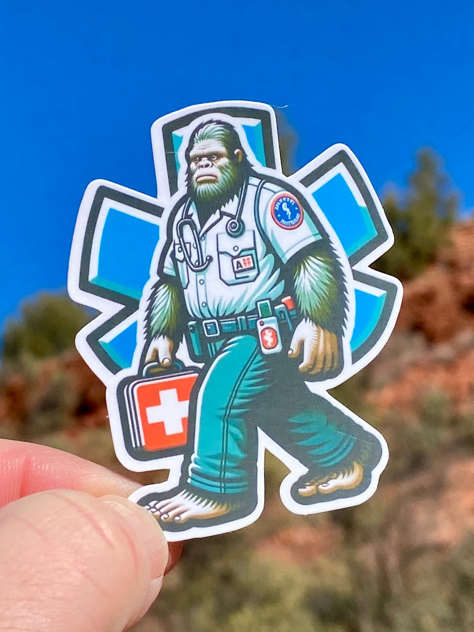 Bigfoot Paramedic Sticker, paramedic, EMT, EMS, emergency services, first responder, Bigfoot medic, ambulance, sticker, Bigfoot, healthcare