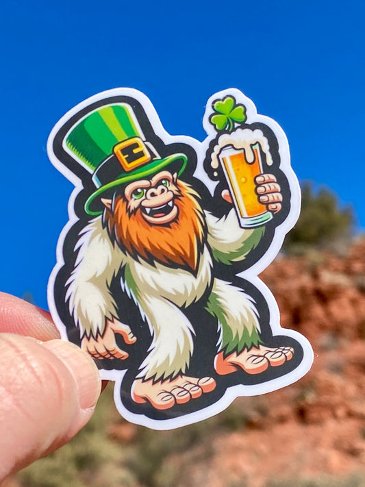 Bigfoot Yeti St Patricks Day Stickers, Bigfoot, Sticker, St Patricks Day, Beer, Leprechaun,  Beard, Shamrock, Holiday, Yeti, Furry, March 17