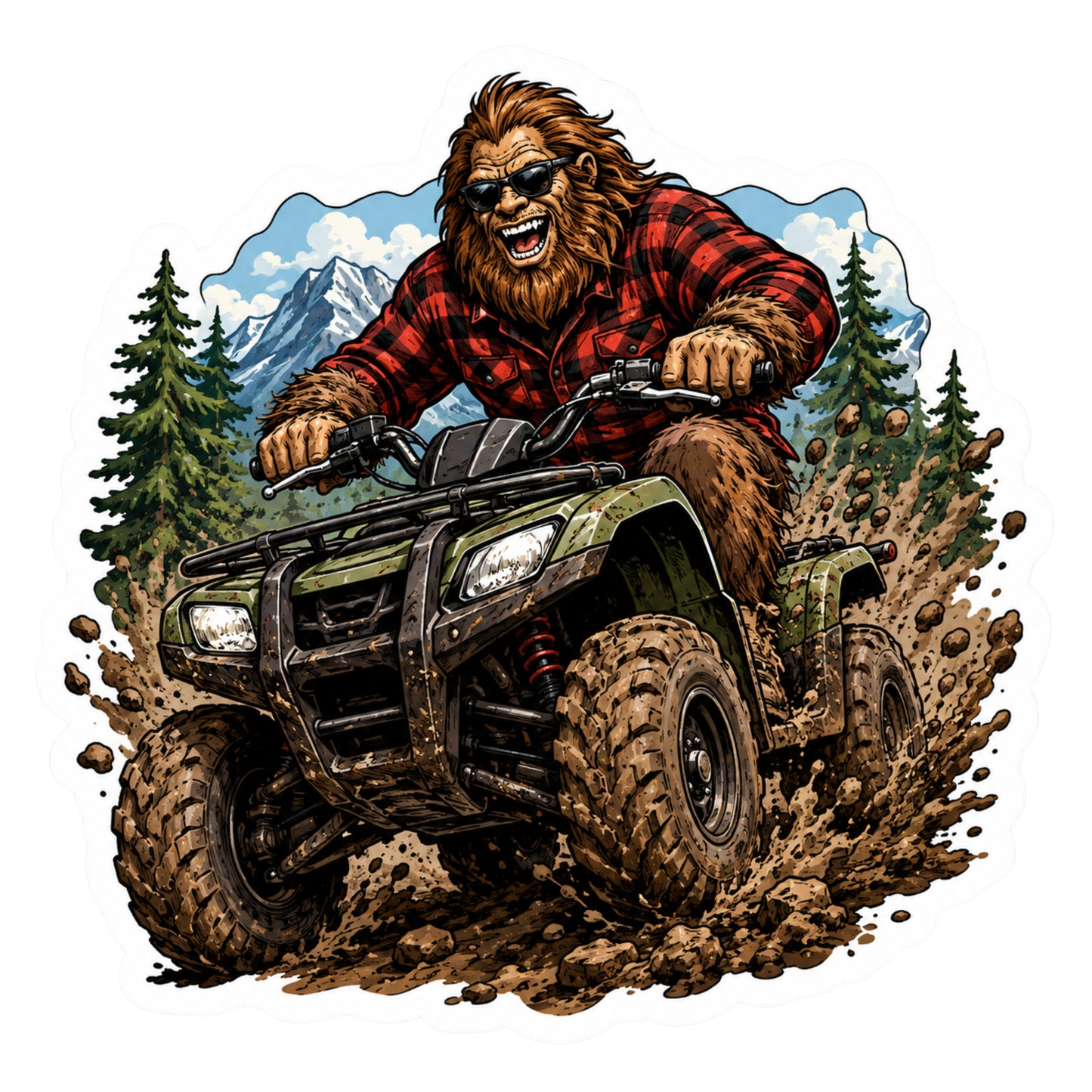 Bigfoot ATV Sticker | Sasquatch Four Wheeler Decal | Funny Bigfoot Off Road Sticker | ATV Rider Gift | Outdoors Adventure Decal