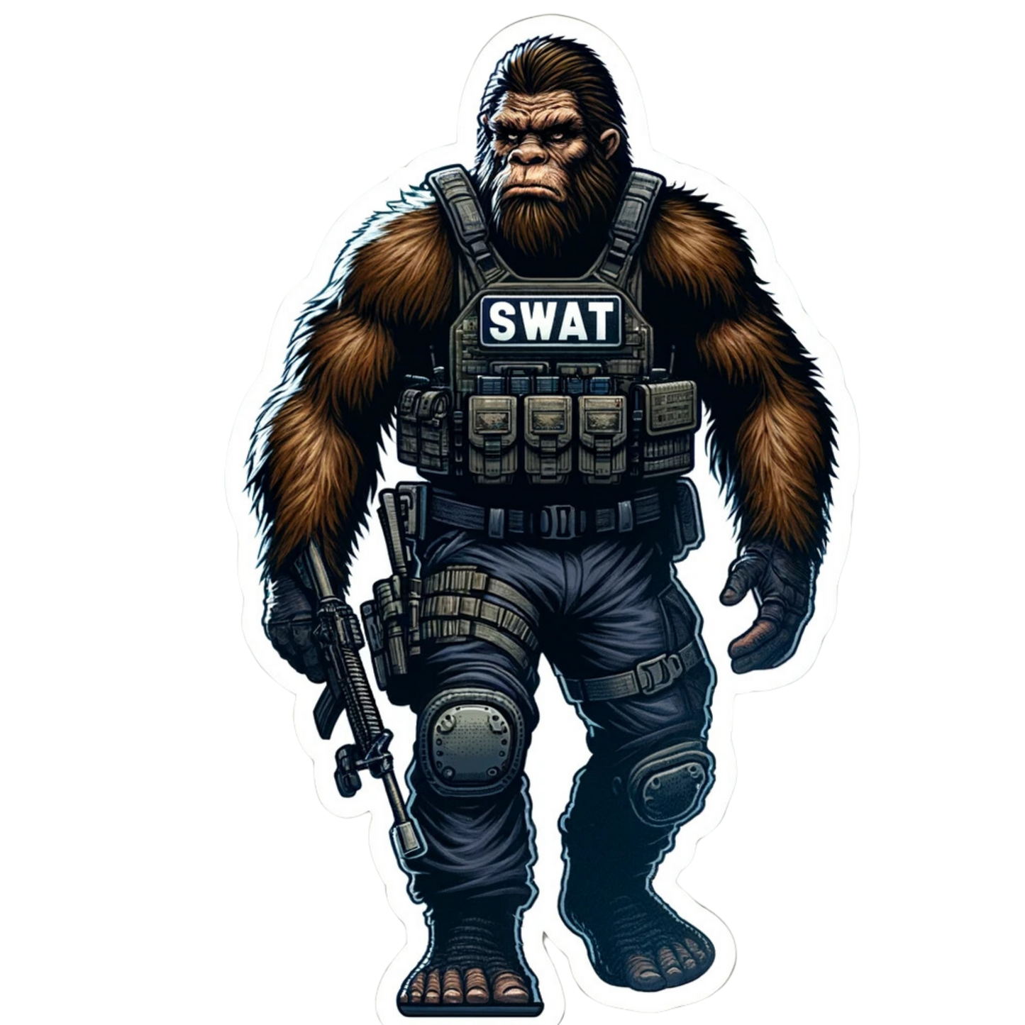 Bigfoot SWAT Police Officer Sticker, police, police officer, Cop, first responder,SWAT, Bigfoot Police, sticker, Law Enforcement, LEO, rifle