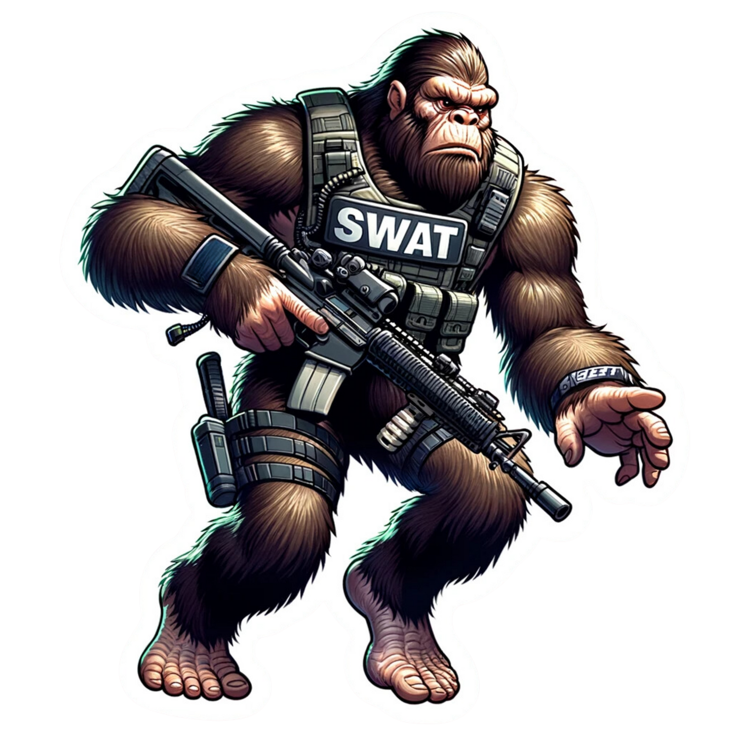 Bigfoot SWAT Police Officer Sticker, police, police officer, Cop, first responder,SWAT, Bigfoot Police, sticker, Law Enforcement, LEO, rifle