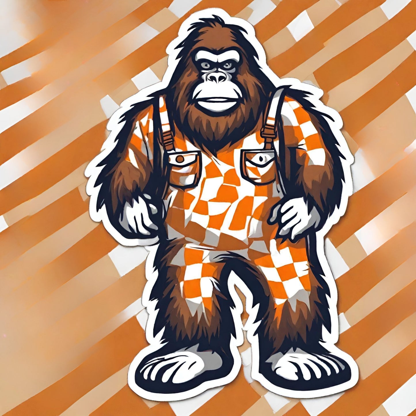 Bigfoot UT Fan orange and white checkered overalls