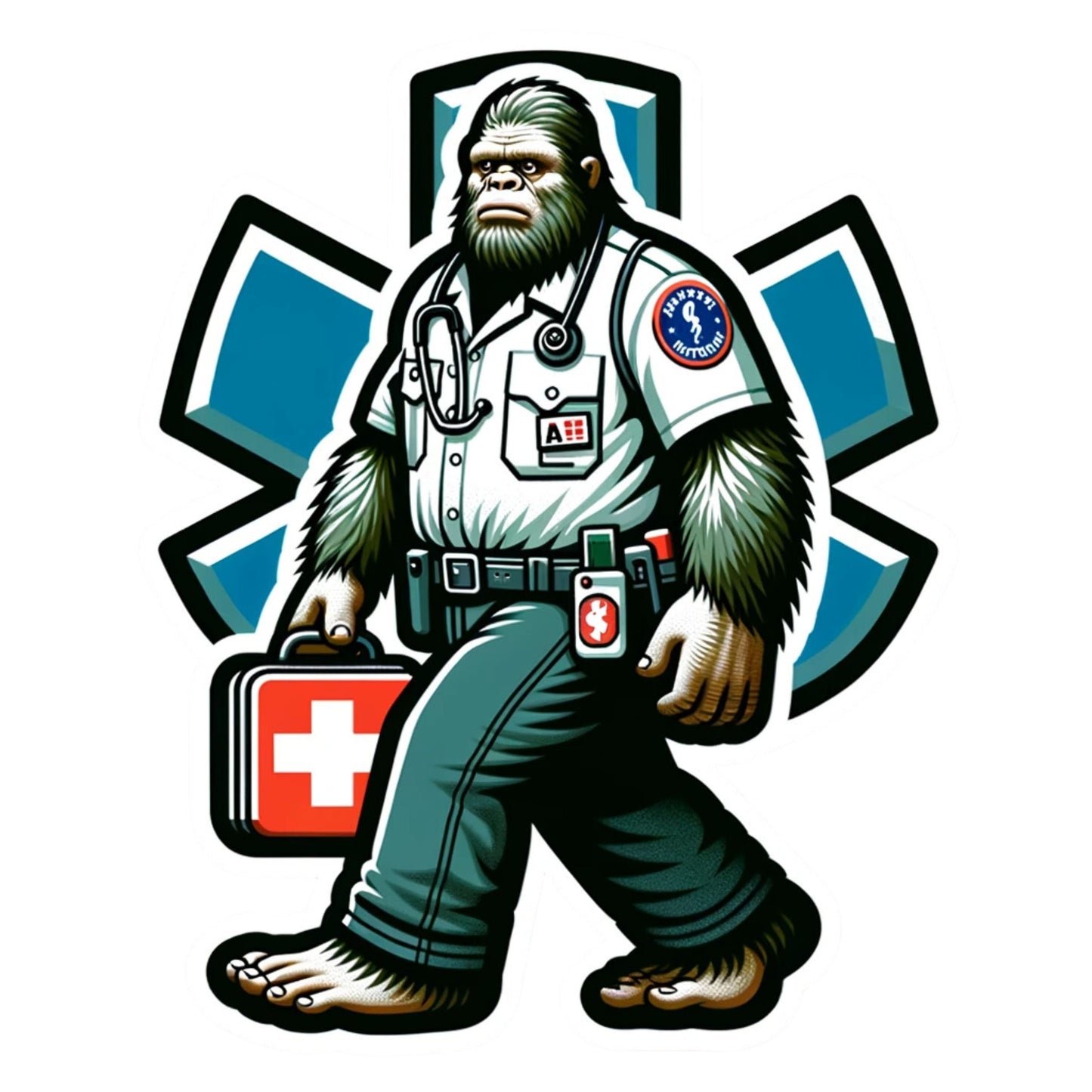 Bigfoot Paramedic Sticker, paramedic, EMT, EMS, emergency services, first responder, Bigfoot medic, ambulance, sticker, Bigfoot, healthcare