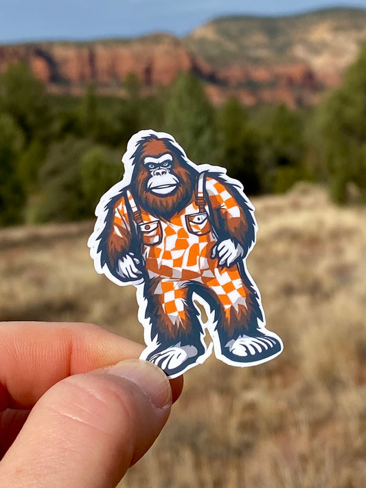 Bigfoot UT Fan orange and white checkered overalls