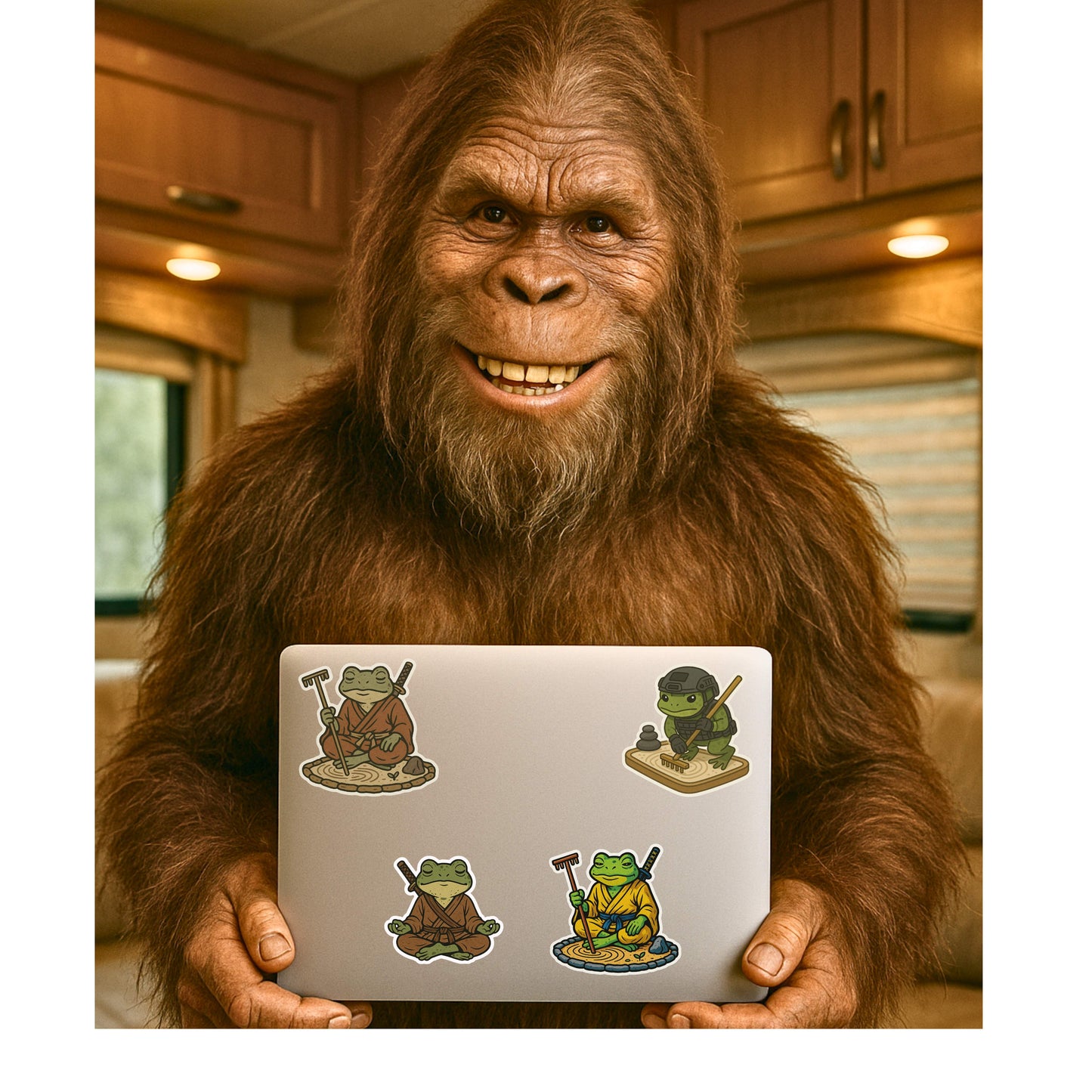 Zen Frog Warrior Sticker, Frog, Zen, Zen garden, sticker, decal, amphibian, military, katana, peaceful protector, warrior, meditate, peace