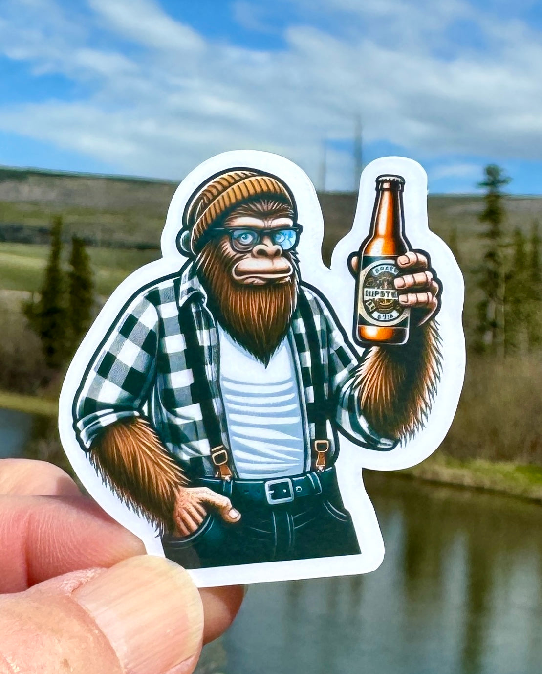 Bigfoot hipster beer Sticker, Bigfoot, beer, hipster, Sticker, Decal, IPA, Furry,Sasquatch, craft beer, Brooklyn, beer drinking, alcohol