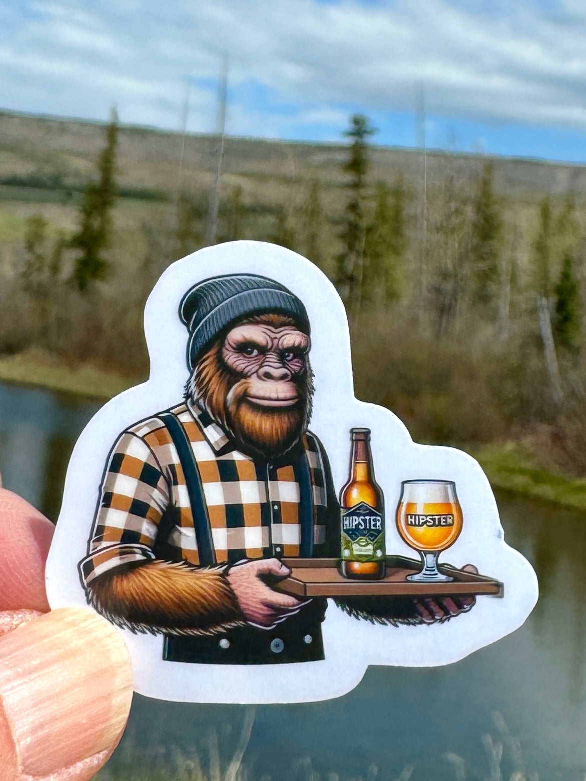 Bigfoot hipster beer Sticker, Bigfoot, beer, hipster, Sticker, Decal, IPA, Furry,Sasquatch, craft beer, Brooklyn, beer drinking, alcohol