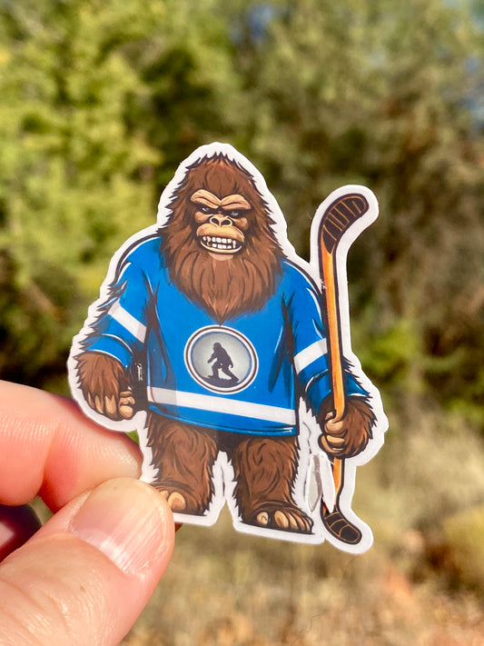 Bigfoot Hockey Player Sticker, Bigfoot, Hockey, Hockey Season, Hockey Stick, Sticker, Decal, Jersey, Sports, Bigfoot Sticker,Furry,Sasquatch