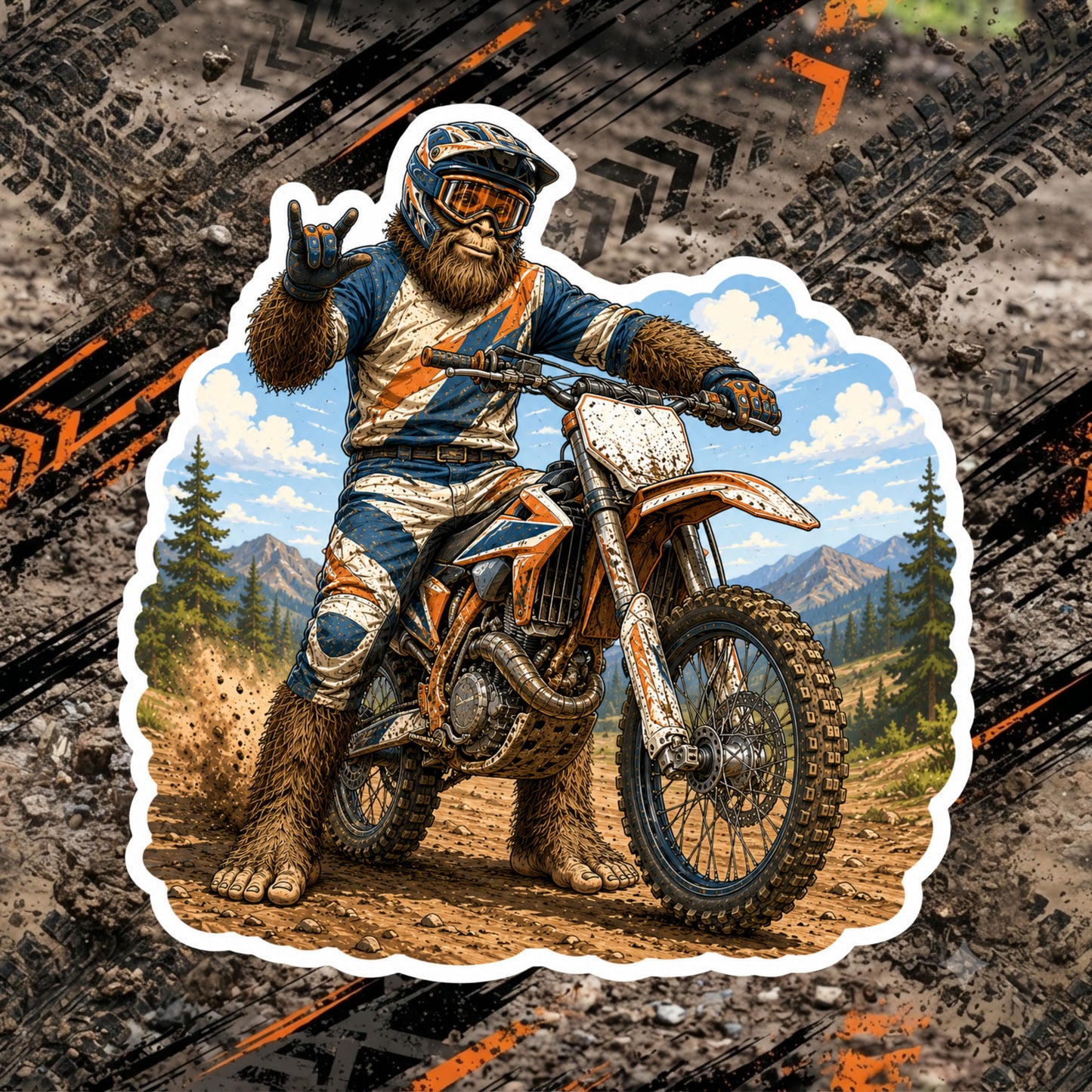 Bigfoot Motocross Rider Die Cut Vinyl Sticker – Sasquatch Dirt Bike Decal – Motocross Gift – Off-Road Adventure Sticker