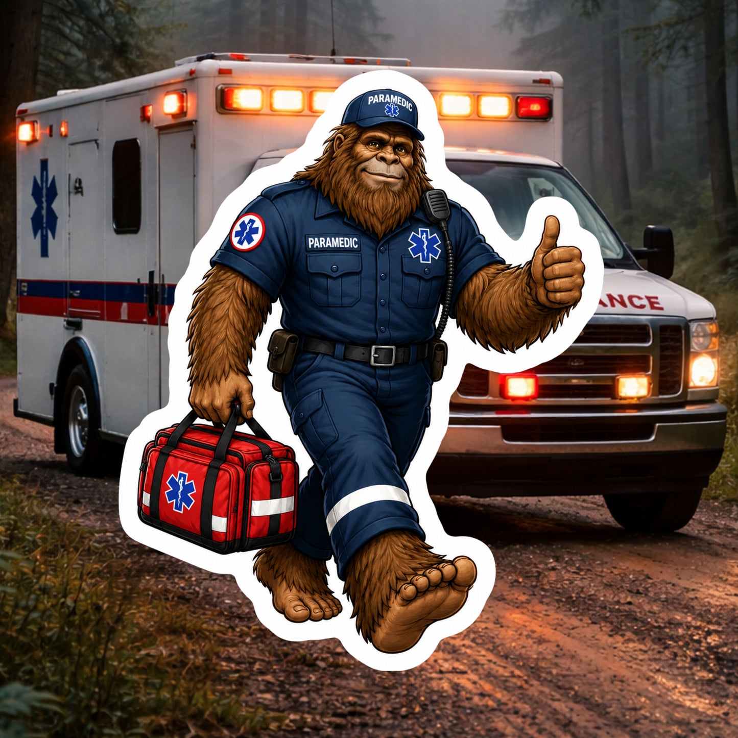 Bigfoot Paramedic Sticker, paramedic, EMT, EMS, emergency services, first responder, Bigfoot medic, ambulance, sticker, Bigfoot, healthcare, Emergency