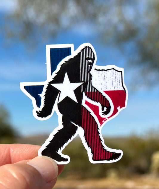 Bigfoot State of Texas Sticker, Texas, Welcome to Texas, Bigfoot, sticker, Hiking, Sasquatch, Lone Star State, Texan, travel, Native Texan