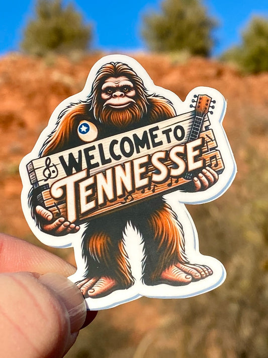 Bigfoot Welcome to Tennessee Sticker, Tennessee, Welcome to Tennessee, Bigfoot, hiking, sticker, , Hiking, Sasquatch,Smoky Mountains,Welcome