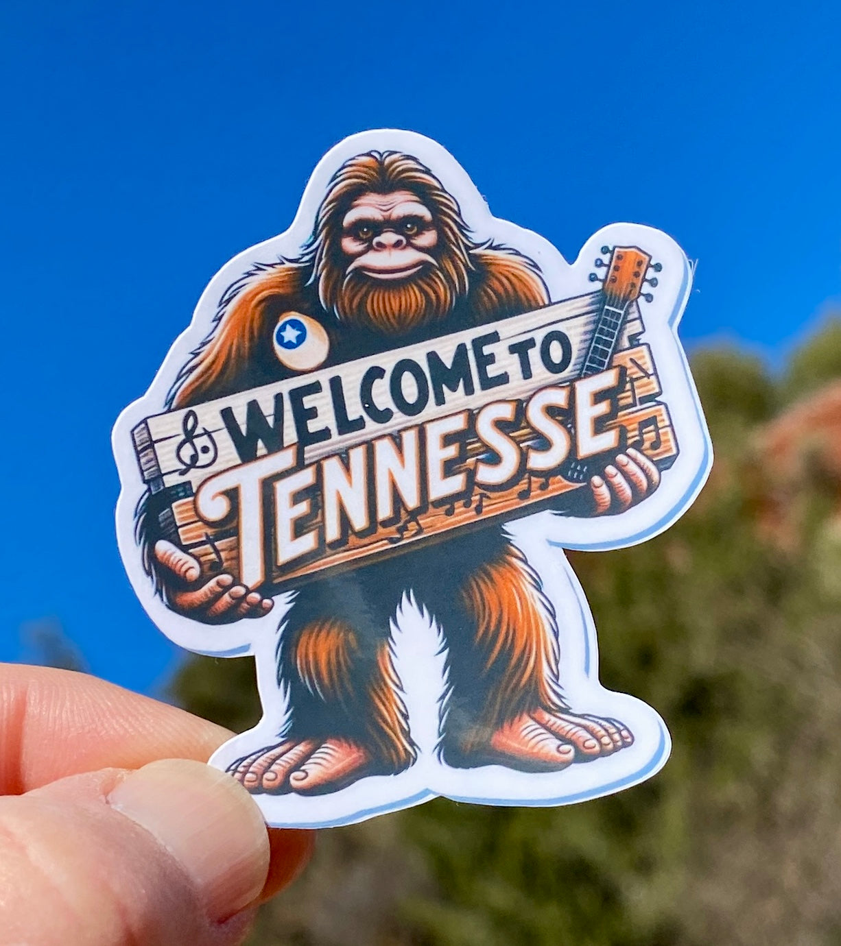 Bigfoot Welcome to Tennessee Sticker, Tennessee, Welcome to Tennessee, Bigfoot, hiking, sticker, , Hiking, Sasquatch,Smoky Mountains,Welcome