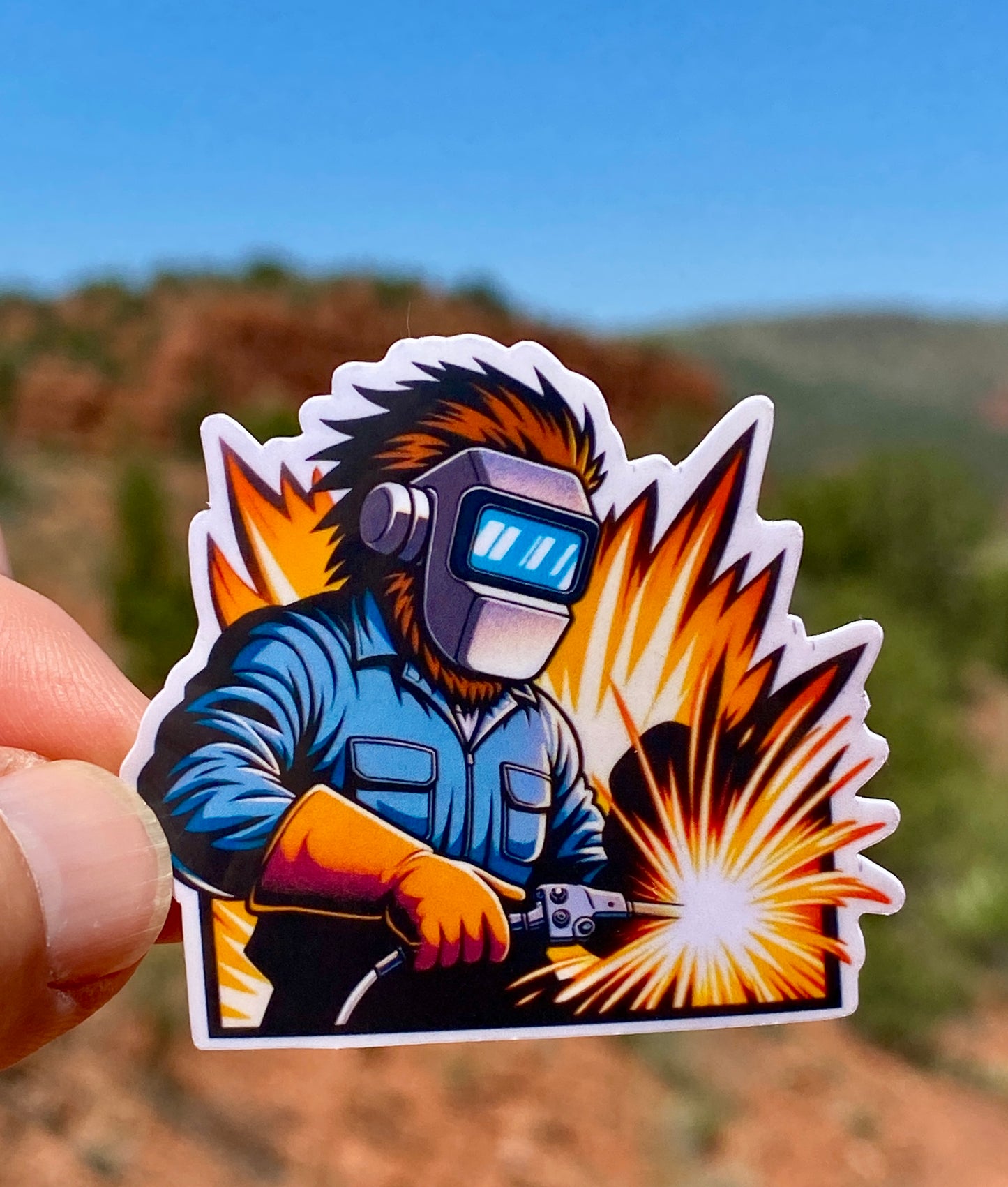 Bigfoot Welder Sticker, Welder, Welding, tradesman, Bigfoot, sticker, sparks, metal worker, steel worker, Sasquatch,Fabrication,welding mask