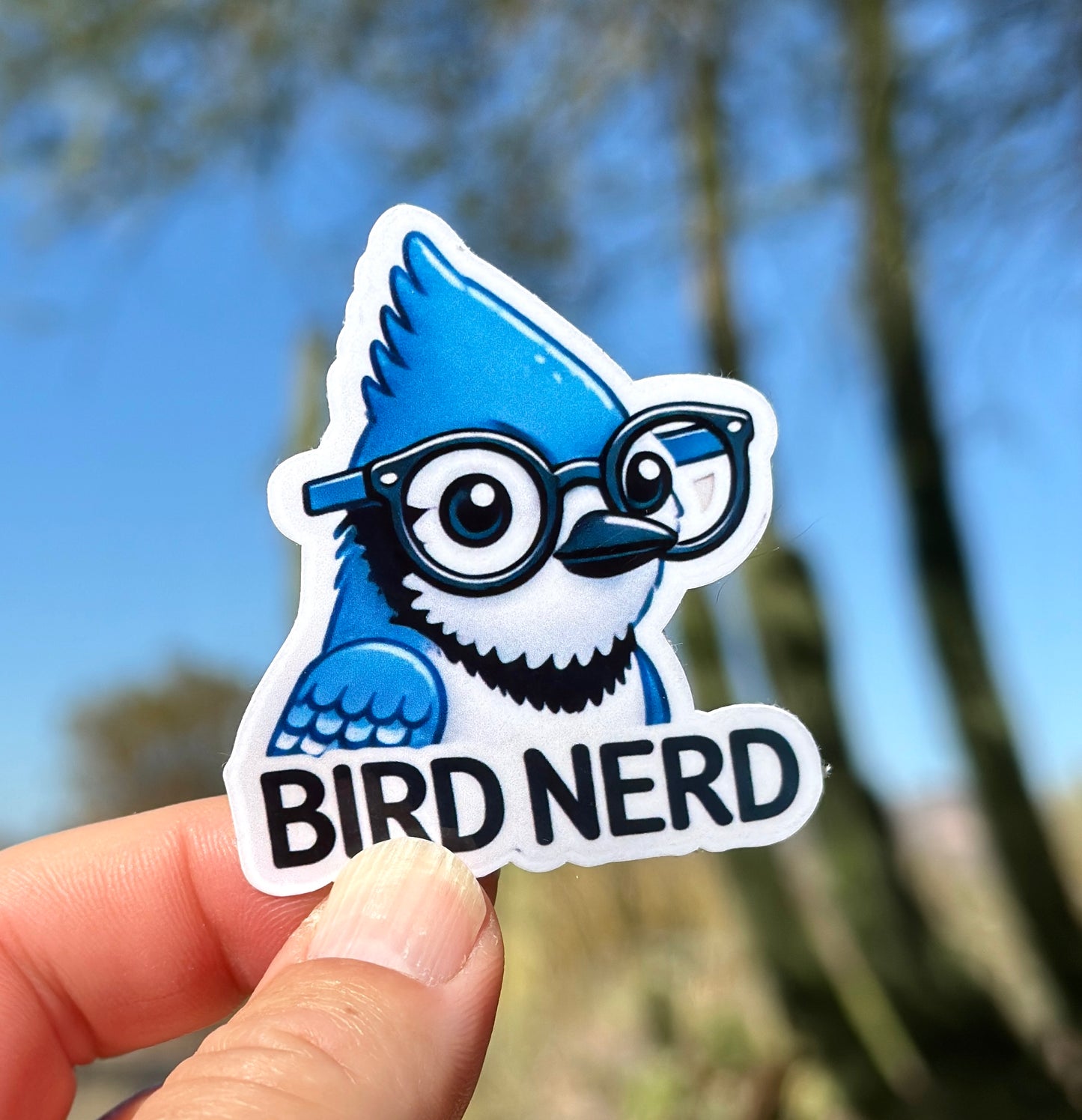 Bird Nerd Sticker, Bird Nerd,Bird Watching, Feathers, Sticker, Cardinal, Bird, blue jay, nerd, bird lover, bird enthusiast, birding,red,blue