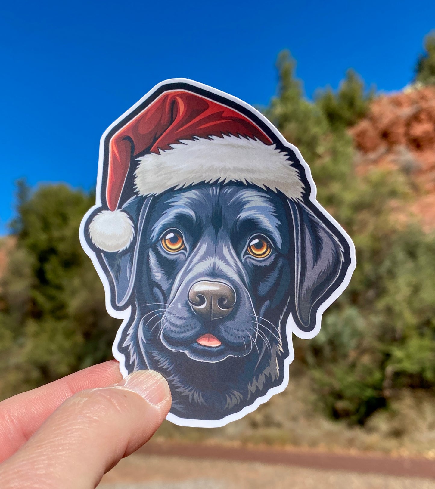 Black Lab in Santa Hat Sticker, Christmas, Black lab, Dog Mom, Gift, Cute Dog, Dog, Pet Gift, Puppy, Santa, Dog Lover, Pets, Gifts for pet