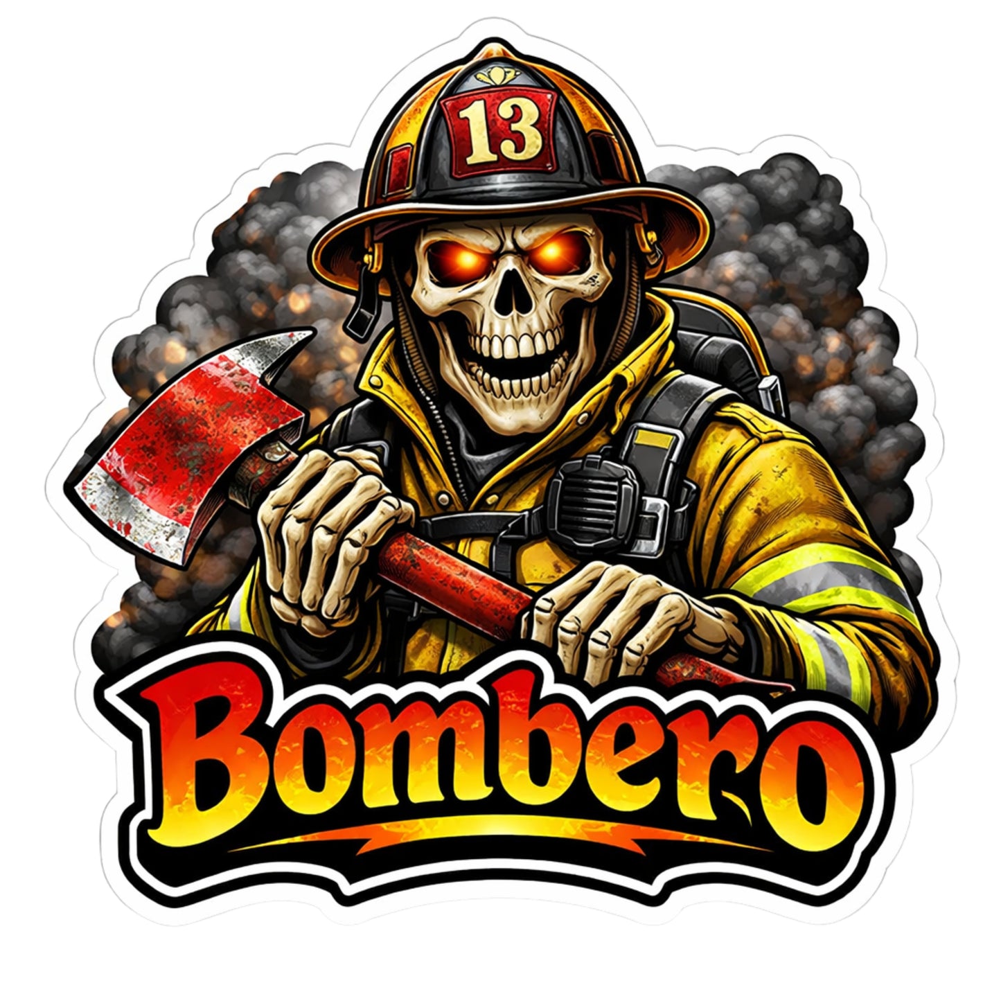 Skeleton Bombero Firefighter Sticker, firefighter, bunker gear, fireman, Bombero, first responder, Skeleton Firefighter, firehouse, sticker