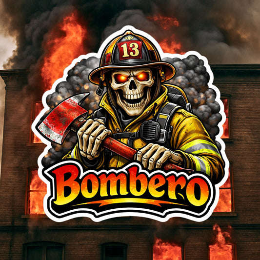 Skeleton Bombero Firefighter Sticker, firefighter, bunker gear, fireman, Bombero, first responder, Skeleton Firefighter, firehouse, sticker