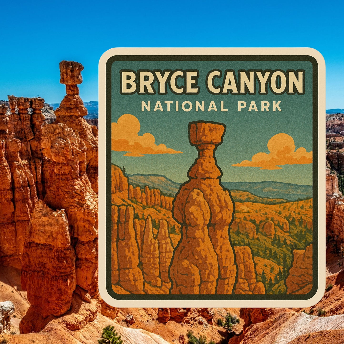 Bryce Canyon National Park Sticker, Utah, canyon, Landscape, National Park sticker, Hiking, Camping, Thor's Hammer, sticker, travel, Big 5