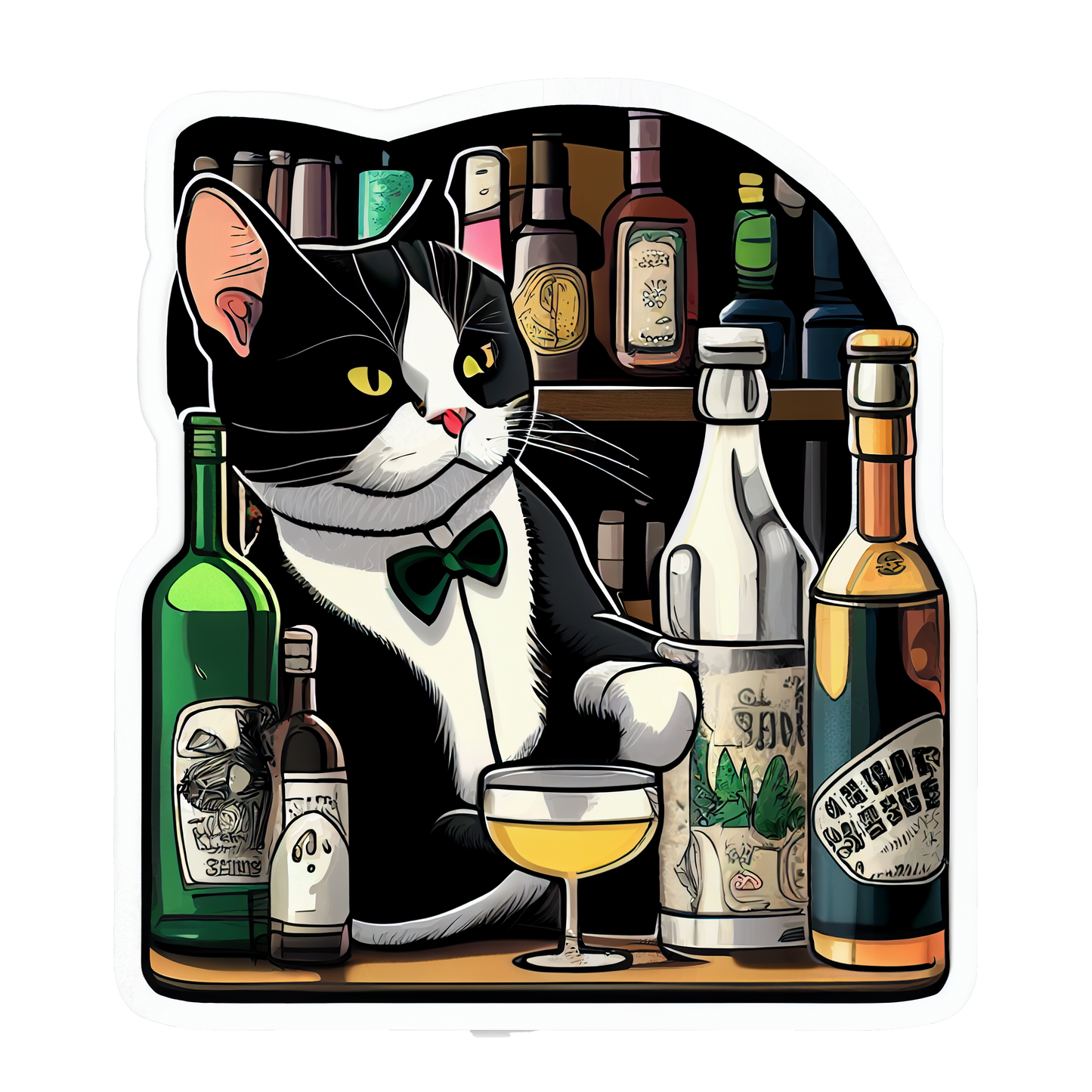 Tuxedo cat stickers, Cat Sticker, Bartender sticker, Funny animal sticker, Bar, Cat Lover, Cat Mom, Gifts for bartender, Gifts for cat lover