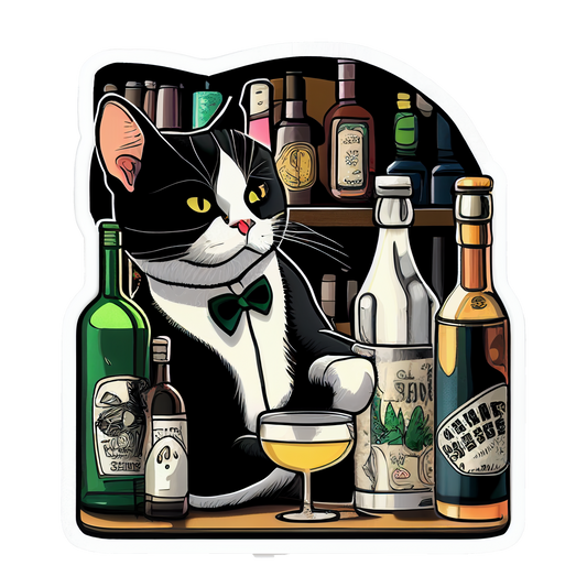 Tuxedo cat stickers, Cat Sticker, Bartender sticker, Funny animal sticker, Bar, Cat Lover, Cat Mom, Gifts for bartender, Gifts for cat lover