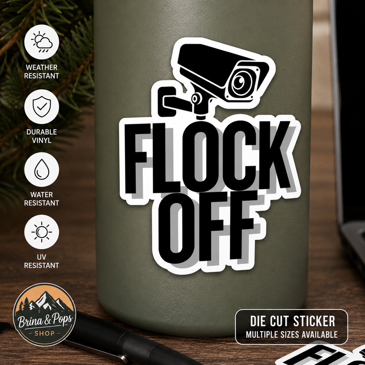 Flock Off Camera Sticker, Anti-Flock Sticker, Decal