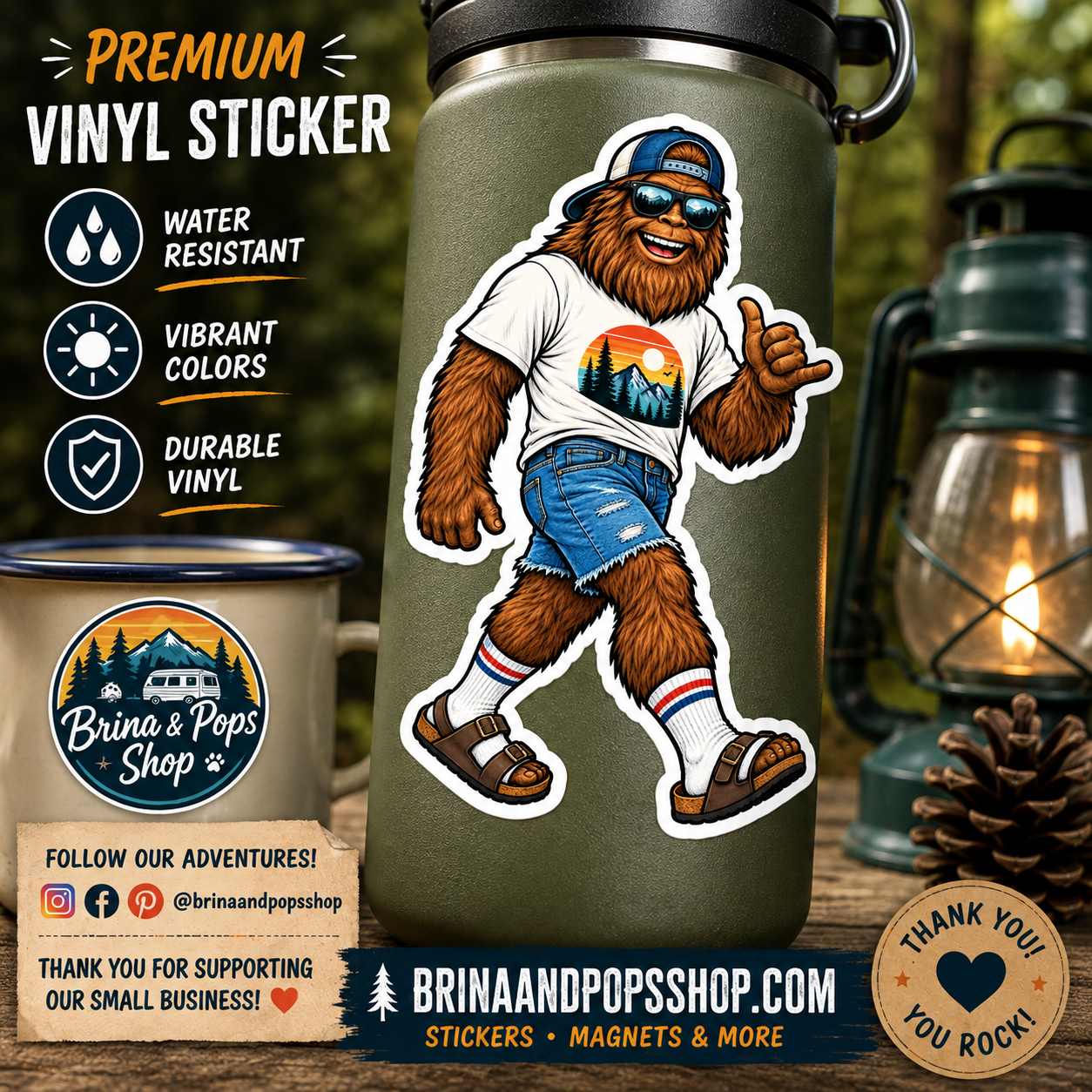 Summer Squatch – Bigfoot on Vacation Sticker, Bigfoot Dad, Summer Vacation Vibes, Decal