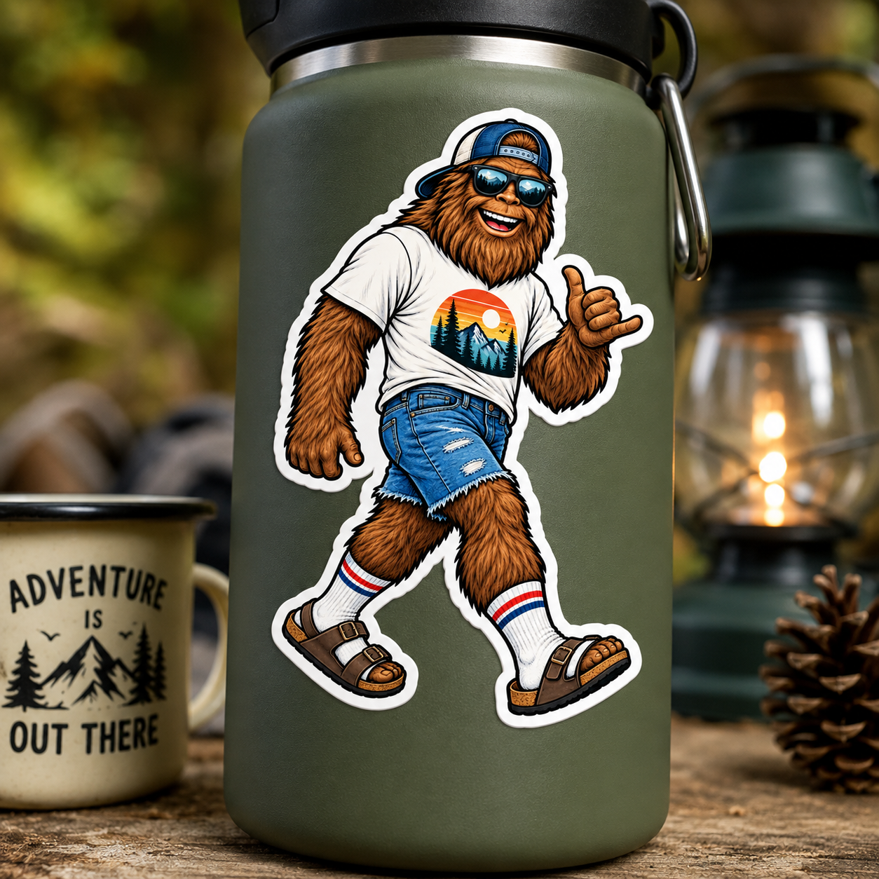 Summer Squatch – Bigfoot on Vacation Sticker, Bigfoot Dad, Summer Vacation Vibes, Decal