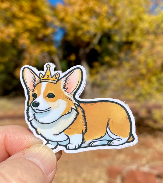 Adorable, cute Corgi dog wearing a tiara Sticker, Corgi Lover, Dog Mom, Dog Lover, Cute Corgi Sticker, Animal Stickers, Gifts for dog owners