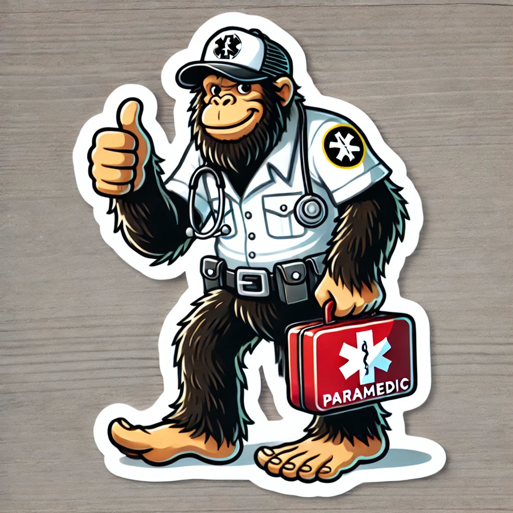 Bigfoot Paramedic Sticker, paramedic, EMT, EMS, emergency services, first responder, Bigfoot medic, hero, ambulance, sticker, Bigfoot, work