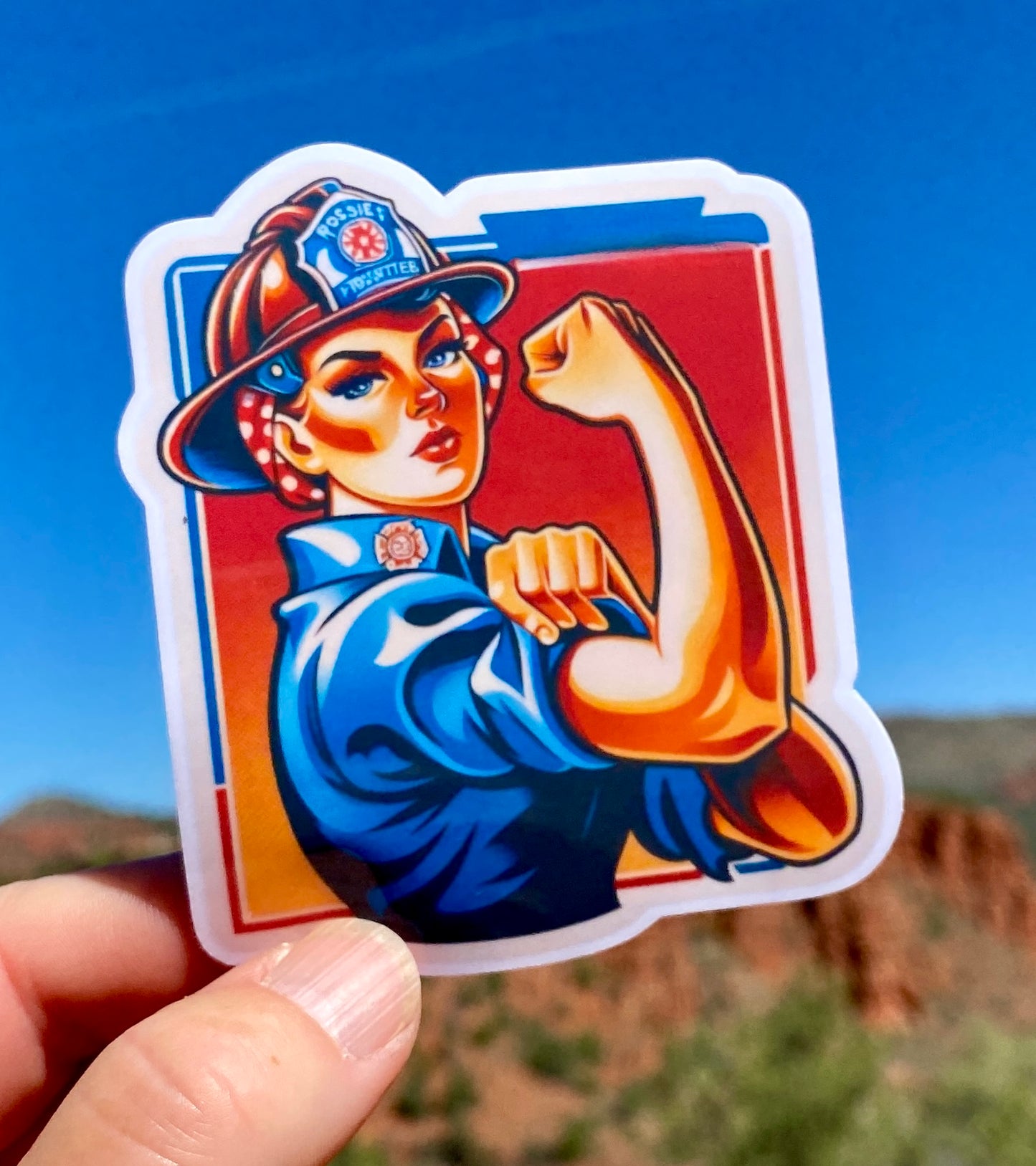 Female Firefighter Powerful Sticker, firefighter, female firefighter, Powerful, first responder, girl power, sticker, empower, strong woman