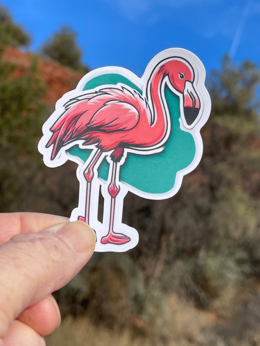 Pink Flamingo Miami Style Sticker, Flamingo, Sticker, Florida, Vacation, Miami, Birds, Decal, Nature, Bird Sticker, Teal, Tropical, beach