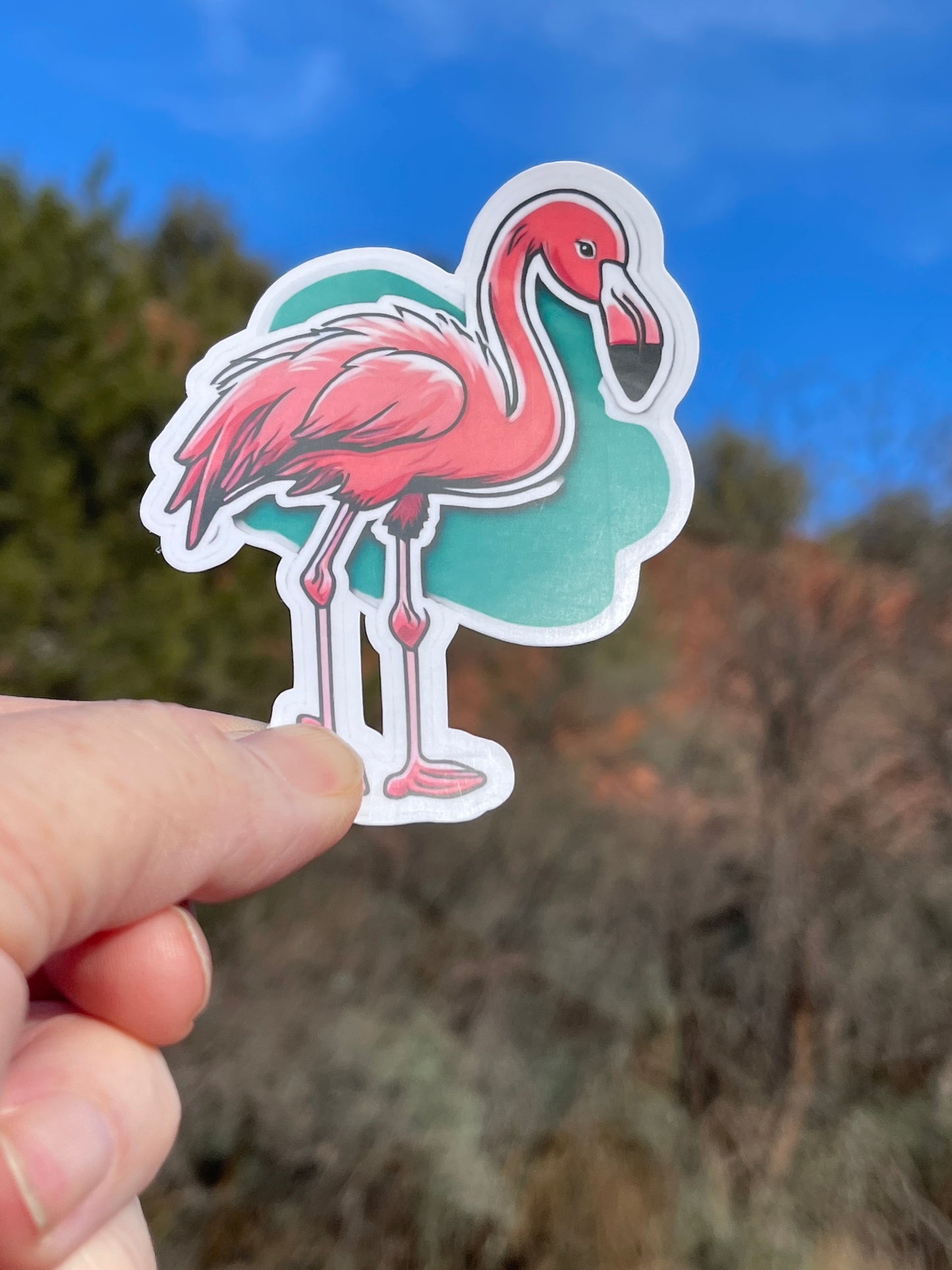 Pink Flamingo Miami Style Sticker, Flamingo, Sticker, Florida, Vacation, Miami, Birds, Decal, Nature, Bird Sticker, Teal, Tropical, beach