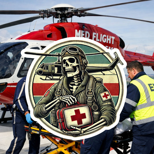 Skeleton Flight Medic Sticker, paramedic, EMT, EMS, emergency services, first responder, Skeleton medic, hero, flight ambulance, sticker,Skeleton, flight nurse, helicopter