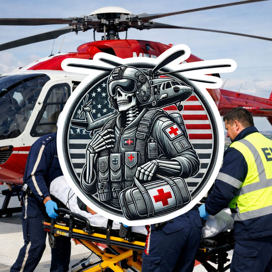 Skeleton Flight Medic Sticker, paramedic, EMT, EMS, emergency services, first responder, Skeleton medic, hero, flight ambulance, sticker,Skeleton, flight nurse, helicopter