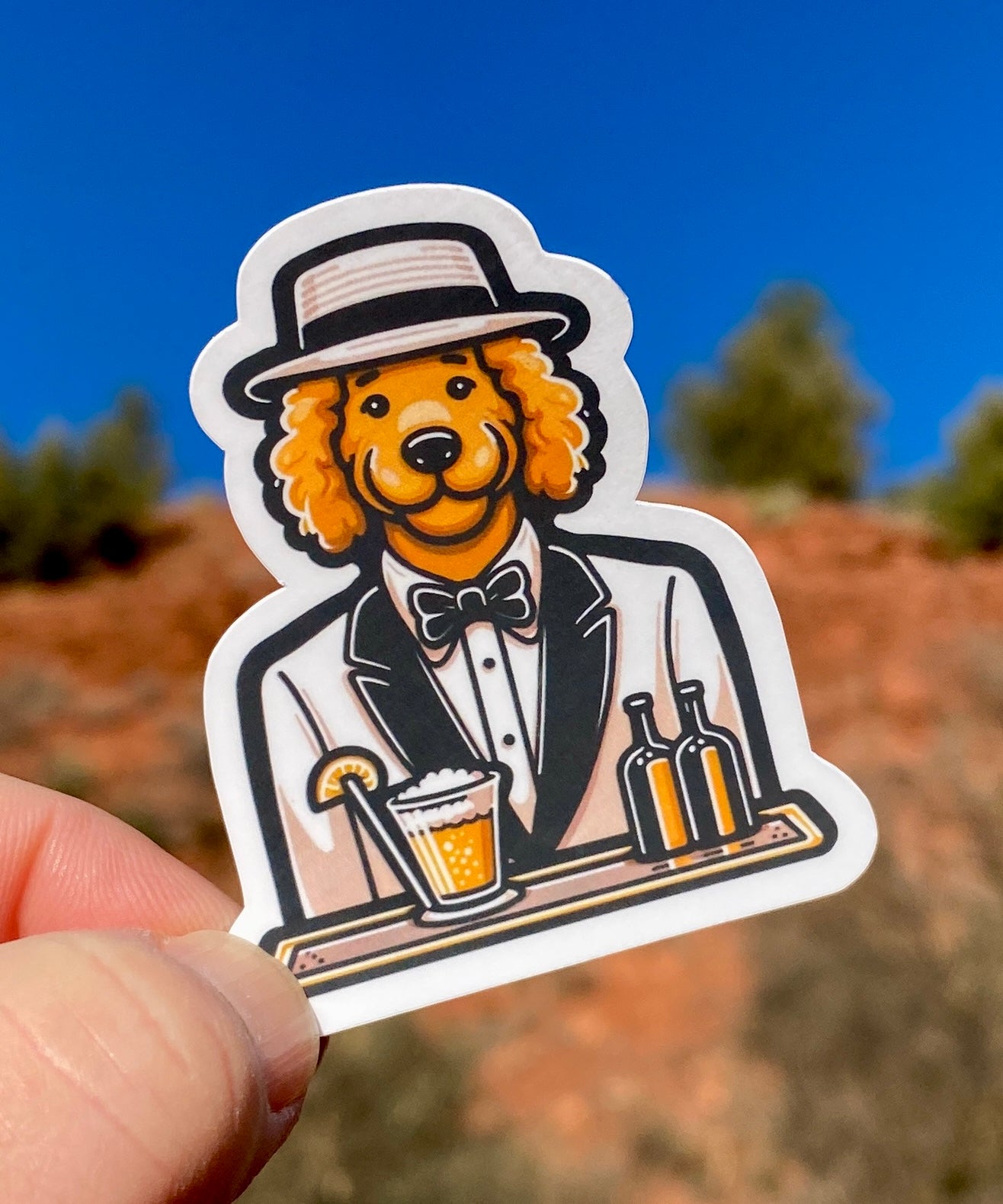 Cute Dog Bartenders Sticker, Dogs, Bartender, Border Collie, Corgi, Bulldog, Golden Doodle, Dog lovers, Dogs in clothes, sticker, decal, Dog