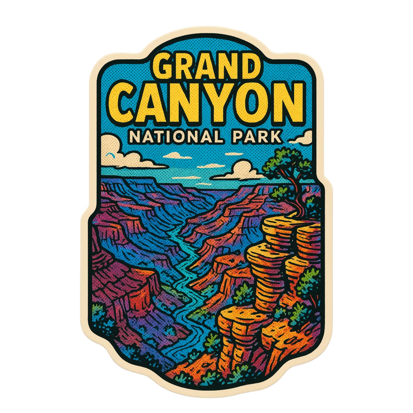 Grand Canyon National Park Sticker, Arizona, canyon, Landscape, National Park sticker, Hiking, Camping, Colorado river, sticker,travel, hike