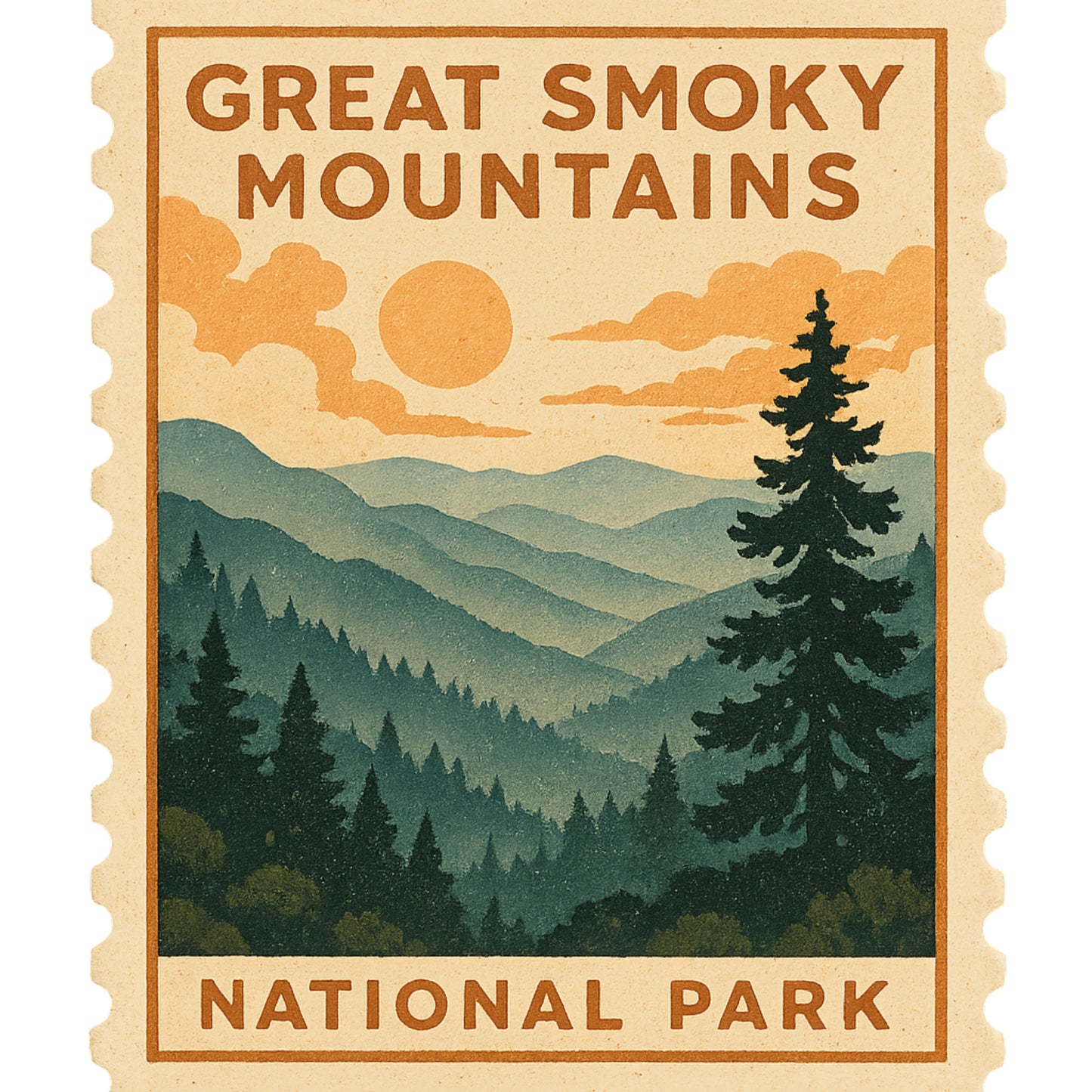 Great Smoky Mountains National Park Sticker – Vintage Stamp Style Souvenir