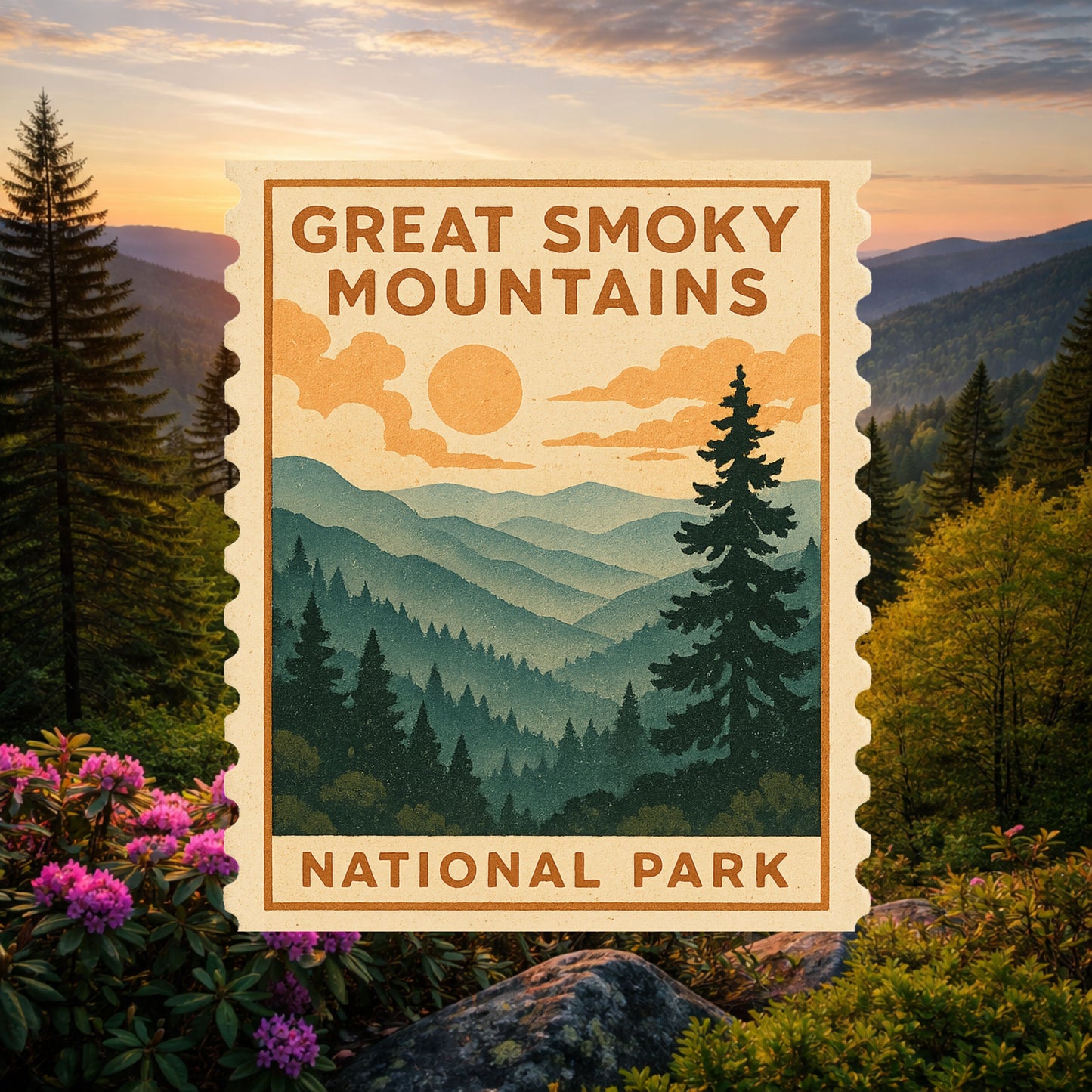 Great Smoky Mountains National Park Sticker – Vintage Stamp Style Souvenir