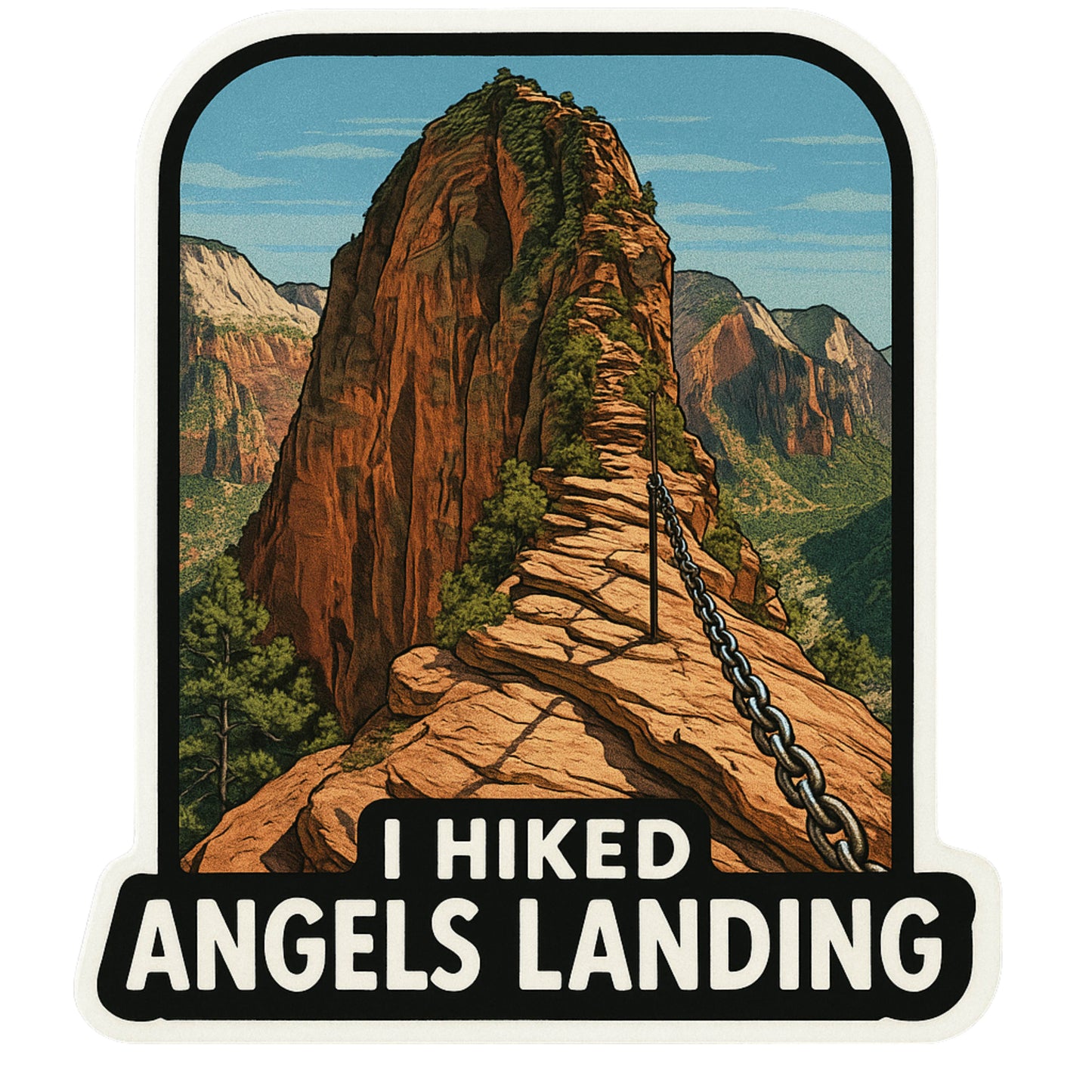 I hiked Angels Landing Sticker, Angels Landing, Travel, Zion National Park, Utah, adventure, Sticker, vacation, hike, hiking, Zion,Hiker,NPS