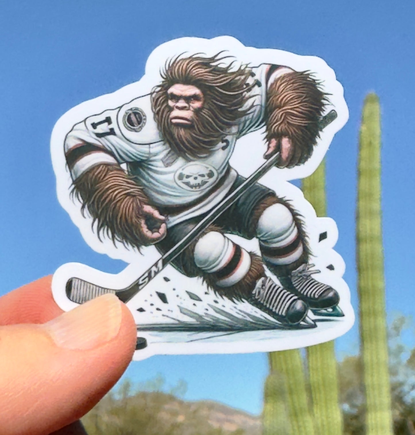 Bigfoot Hockey Player Sticker, Bigfoot, Hockey, Hockey Season, Hockey Stick, Sticker, Decal, Jersey, Sports, Bigfoot Sticker,skate,Sasquatch