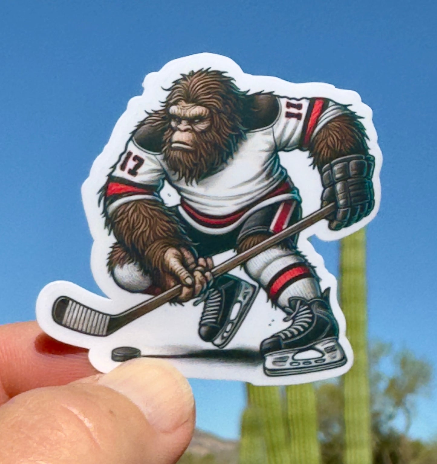 Bigfoot Hockey Player Sticker, Bigfoot, Hockey, Hockey Season, Hockey Stick, Sticker, Decal, Jersey, Sports, Bigfoot Sticker,skate,Sasquatch